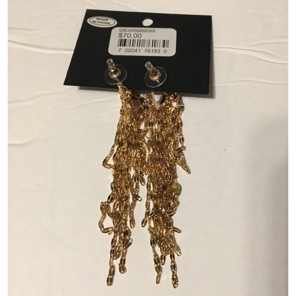 Guess by Marciano 14k Gold Plated Dangle Chain Earrings - Picture 5 of 6